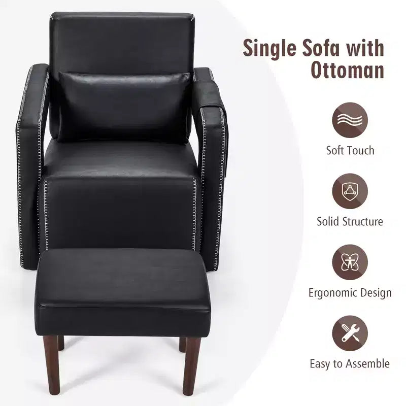 Fauteuil de salon individuel moderne Costway en molleton berbère avec ottoman et coussin lombaire Rouge/Bleu/Noir/Vert/Orange