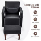 Fauteuil de salon individuel moderne Costway en molleton berbère avec ottoman et coussin lombaire Rouge/Bleu/Noir/Vert/Orange