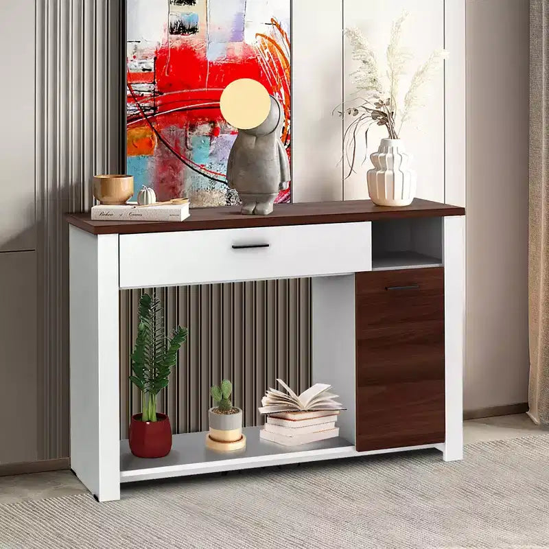 Costway Table console de 48 pouces avec tiroir Meuble d'entrée avec meuble à hauteur réglable