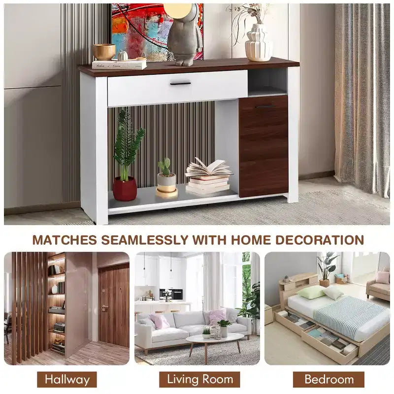 Costway Table console de 48 pouces avec tiroir Meuble d'entrée avec meuble à hauteur réglable