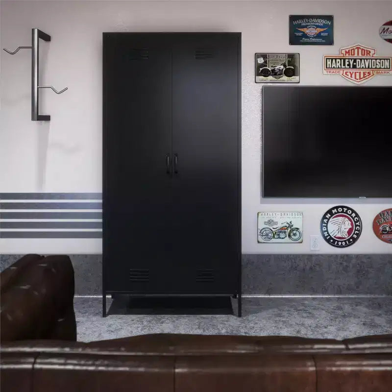 RealRooms Shadwick Armoire haute de rangement en métal à 2 portes