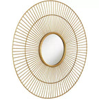 Newhill Designs Conelli Miroir mural décoratif rond, cadre en métal feuille d'or chaud moderne, 85,7 cm de large pour salle de bain, chambre, salon, bureau