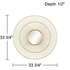 Newhill Designs Conelli Miroir mural décoratif rond, cadre en métal feuille d'or chaud moderne, 85,7 cm de large pour salle de bain, chambre, salon, bureau