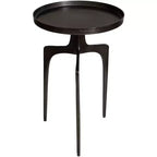 Table d'appoint ronde Uttermost Industrial en aluminium bronze, 40,6 cm de large, pieds incurvés marron pour salon, chambre, chevet, entrée, maison