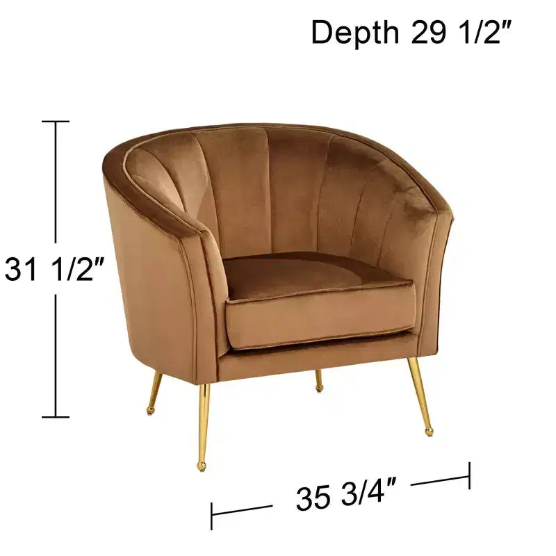 Fauteuil capitonné en velours marron 55 Downing Street 55 Downing Leighton 35 3/4 de large