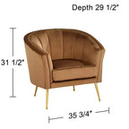 Fauteuil capitonné en velours marron 55 Downing Street 55 Downing Leighton 35 3/4 de large