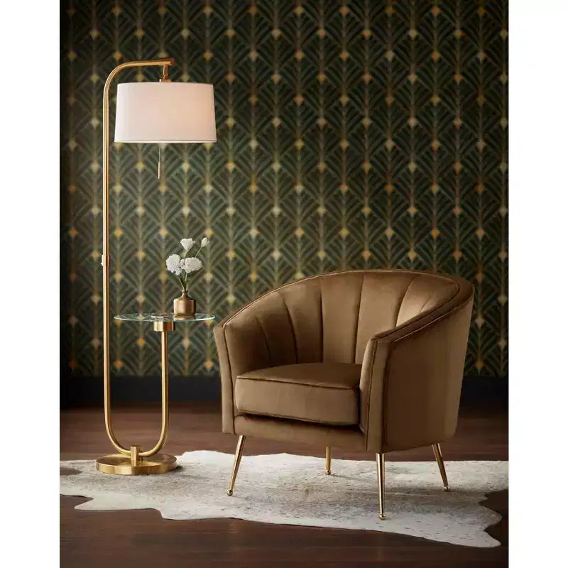 Fauteuil capitonné en velours marron 55 Downing Street 55 Downing Leighton 35 3/4 de large