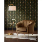 Fauteuil capitonné en velours marron 55 Downing Street 55 Downing Leighton 35 3/4 de large