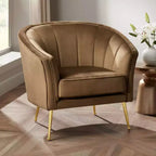 Fauteuil capitonné en velours marron 55 Downing Street 55 Downing Leighton 35 3/4 de large