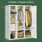 Costway Penderie Portable Armoire de Rangement Pliable avec 8 Cubes et Tiges de Suspension