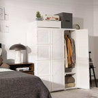 Costway Penderie Portable Armoire de Rangement Pliable avec 8 Cubes et Tiges de Suspension
