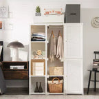 Costway Penderie Portable Armoire de Rangement Pliable avec 8 Cubes et Tiges de Suspension