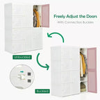 Costway Penderie Portable Armoire de Rangement Pliable avec 8 Cubes et Tiges de Suspension
