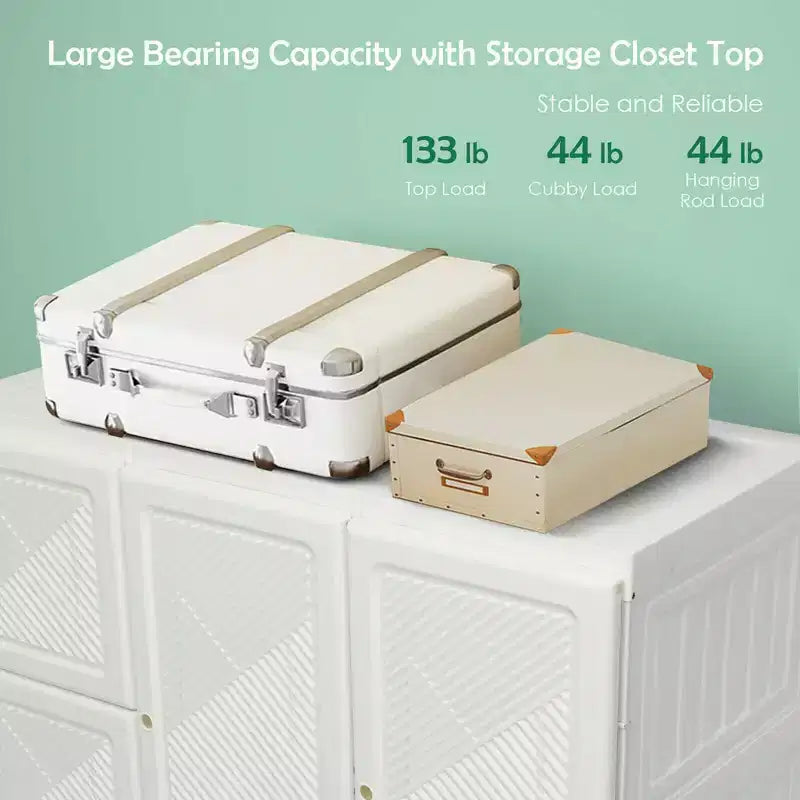 Costway Penderie Portable Armoire de Rangement Pliable avec 8 Cubes et Tiges de Suspension