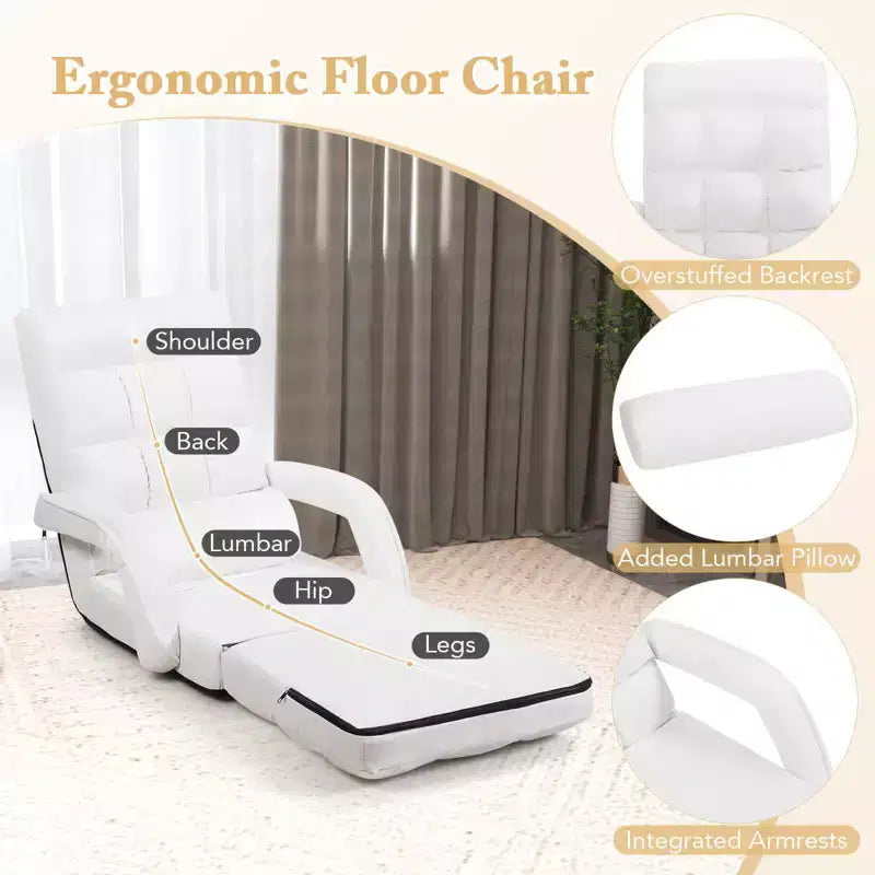 Fauteuil pliable Costway avec dossier réglable sur 6 positions et coussin d'assise amovible