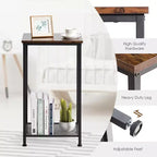 Costway Lot de 2 tables d'appoint industrielles à 2 niveaux avec étagère en maille