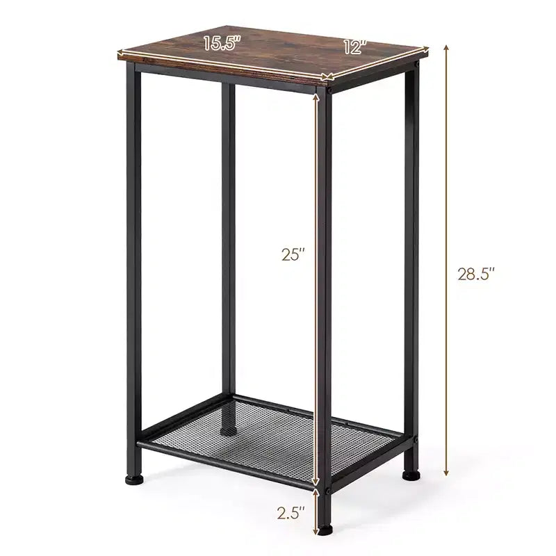 Costway Lot de 2 tables d'appoint industrielles à 2 niveaux avec étagère en maille