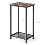 Costway Lot de 2 tables d'appoint industrielles à 2 niveaux avec étagère en maille