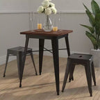 Table contemporaine d'intérieur en acier 23,5 Merrick Lane avec plateau carré en bois rustique