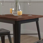 Table contemporaine d'intérieur en acier 23,5 Merrick Lane avec plateau carré en bois rustique