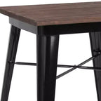 Table contemporaine d'intérieur en acier 23,5 Merrick Lane avec plateau carré en bois rustique