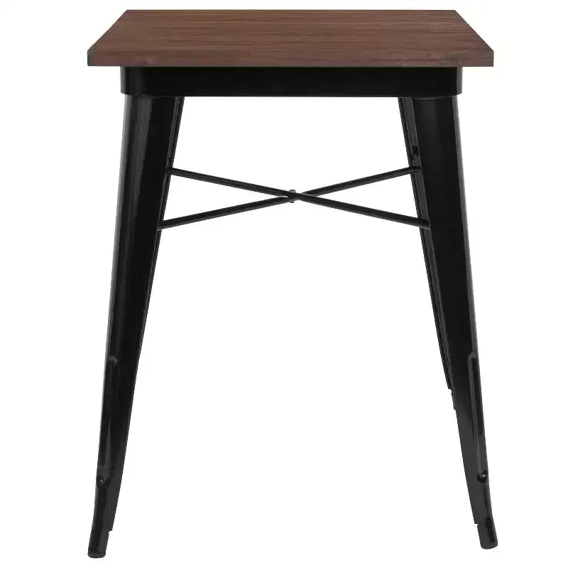 Table contemporaine d'intérieur en acier 23,5 Merrick Lane avec plateau carré en bois rustique