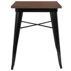 Table contemporaine d'intérieur en acier 23,5 Merrick Lane avec plateau carré en bois rustique