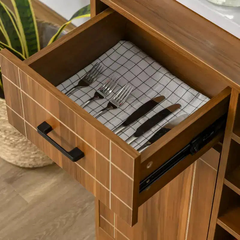 Meuble à vin rétro HOMCOM pour 6 bouteilles, casier à vin desserte de bar avec porte-verres et 1 tiroir, marron