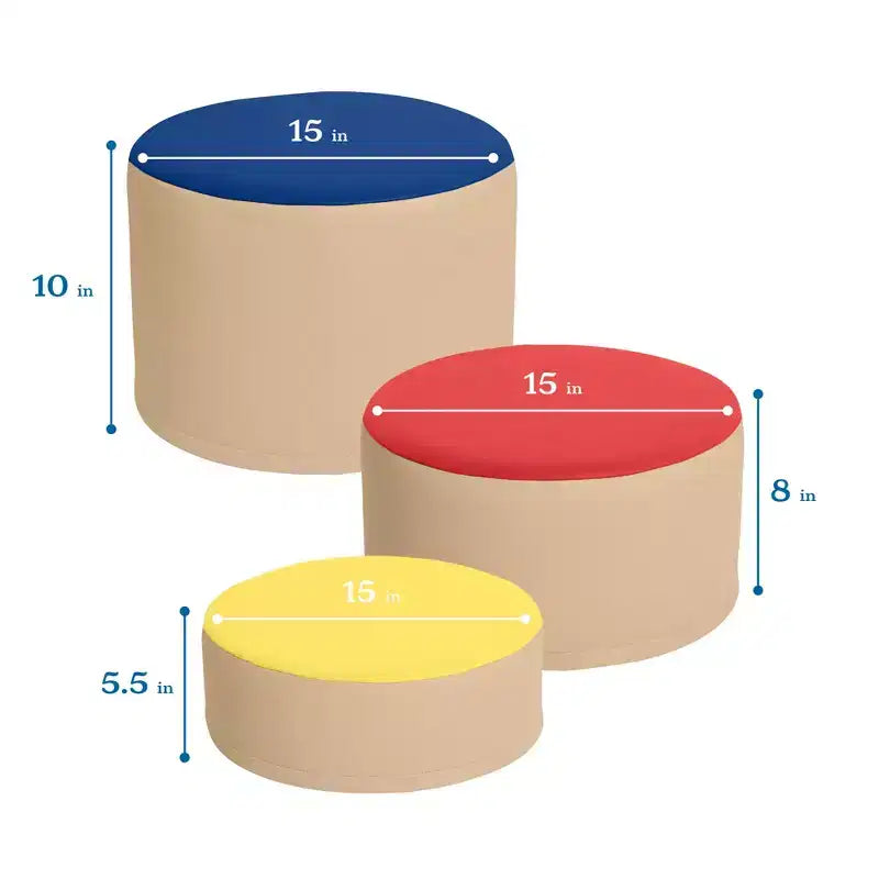 Lot de 3 poufs souches colorés SoftZone
