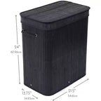 BirdRock Home Double panier à linge en bambou avec couvercle et sac en tissu - Noir