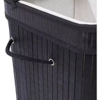 BirdRock Home Double panier à linge en bambou avec couvercle et sac en tissu - Noir