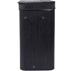 BirdRock Home Double panier à linge en bambou avec couvercle et sac en tissu - Noir