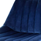 Chaise de bar capitonnée en velours Elama, lot de 2, bleue avec pieds en métal