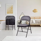Costway Lot de 4 chaises pliantes en tissu rembourré, assise capitonnée, cadre en métal, pour maison/bureau