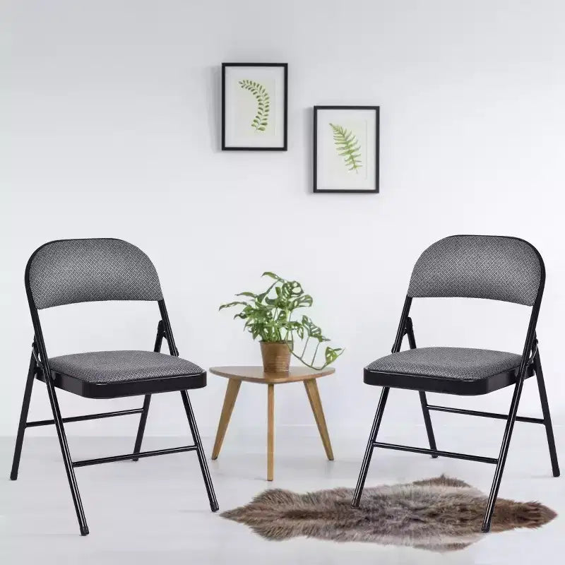 Costway Lot de 4 chaises pliantes en tissu rembourré, assise capitonnée, cadre en métal, pour maison/bureau