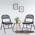 Costway Lot de 4 chaises pliantes en tissu rembourré, assise capitonnée, cadre en métal, pour maison/bureau