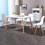 COSTWAY Lot de 4 chaises de salle à manger style moderne du milieu du siècle Pieds en bois