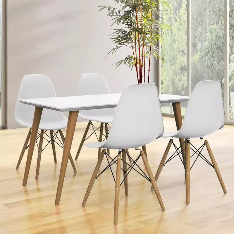 COSTWAY Lot de 4 chaises de salle à manger style moderne du milieu du siècle Pieds en bois