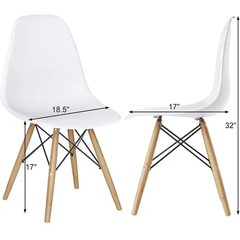 COSTWAY Lot de 4 chaises de salle à manger style moderne du milieu du siècle Pieds en bois