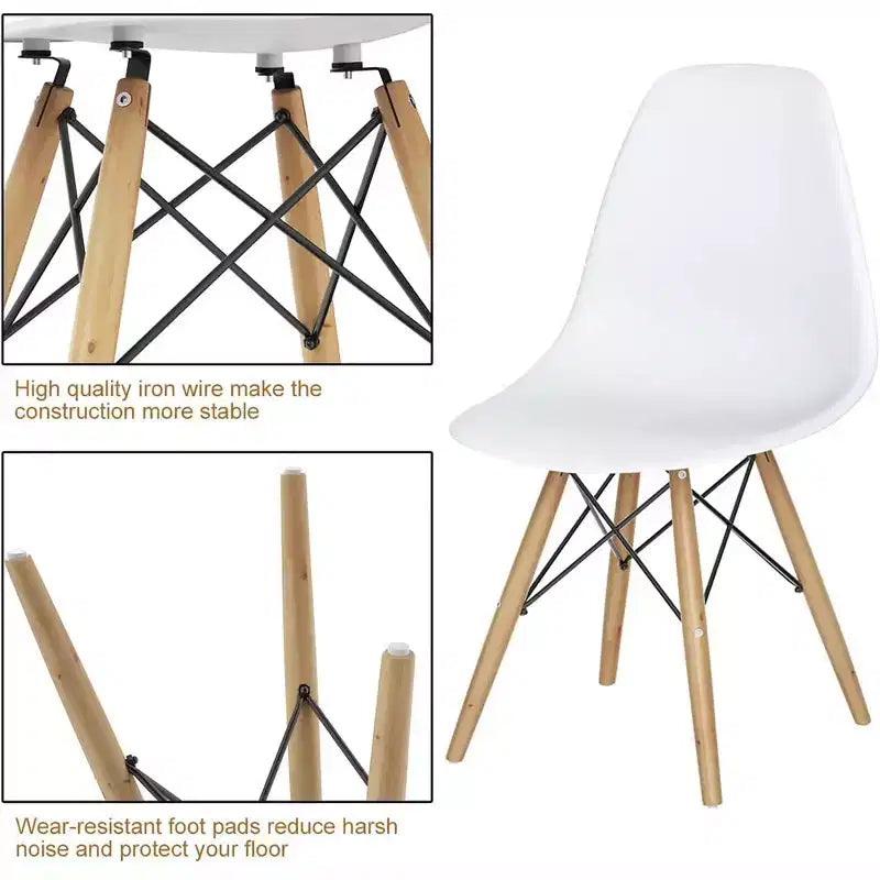 COSTWAY Lot de 4 chaises de salle à manger style moderne du milieu du siècle Pieds en bois