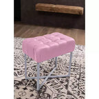 BirdRock Home Pouf Repose-Pieds Rectangulaire Rose capitonné avec Pieds Argentés