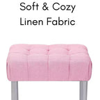 BirdRock Home Pouf Repose-Pieds Rectangulaire Rose capitonné avec Pieds Argentés