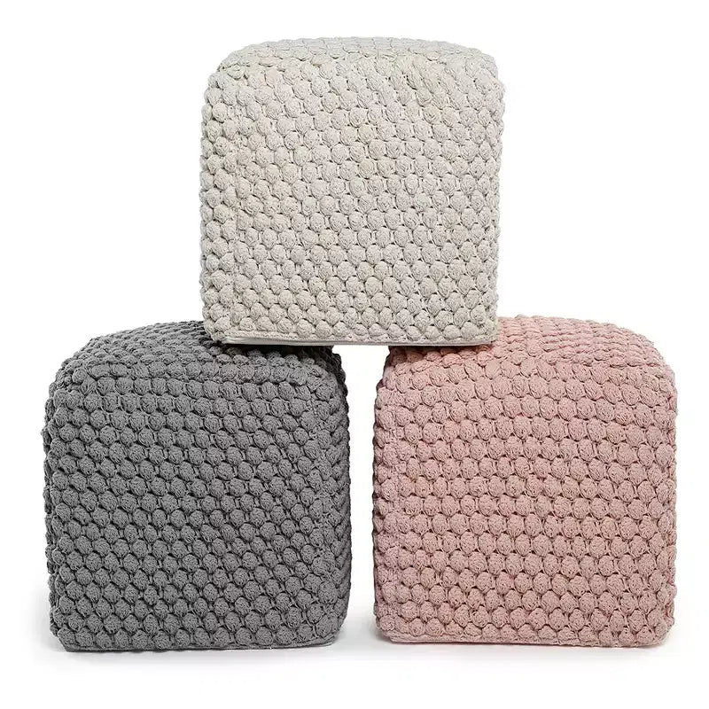 BIRDROCK HOME Pouf Repose-Pieds Ottoman Buds - Gris