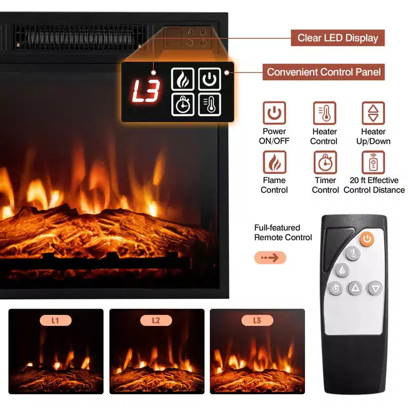 Meuble TV cheminée Costway 48" avec foyer électrique 1400W pour téléviseurs jusqu'à 50 pouces Blanc / Naturel / Noir