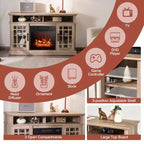 Meuble TV cheminée Costway 48" avec foyer électrique 1400W pour téléviseurs jusqu'à 50 pouces Blanc / Naturel / Noir