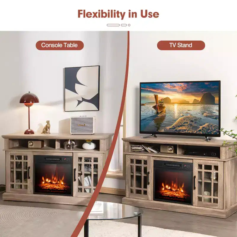 Meuble TV cheminée Costway 48" avec foyer électrique 1400W pour téléviseurs jusqu'à 50 pouces Blanc / Naturel / Noir