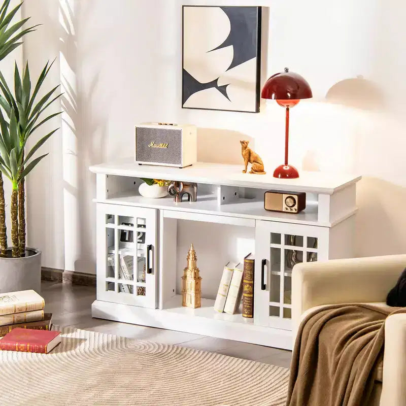 Meuble TV cheminée Costway 48" avec foyer électrique 1400W pour téléviseurs jusqu'à 50 pouces Blanc / Naturel / Noir