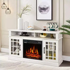 Meuble TV cheminée Costway 48" avec foyer électrique 1400W pour téléviseurs jusqu'à 50 pouces Blanc / Naturel / Noir