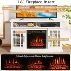 Meuble TV cheminée Costway 48" avec foyer électrique 1400W pour téléviseurs jusqu'à 50 pouces Blanc / Naturel / Noir