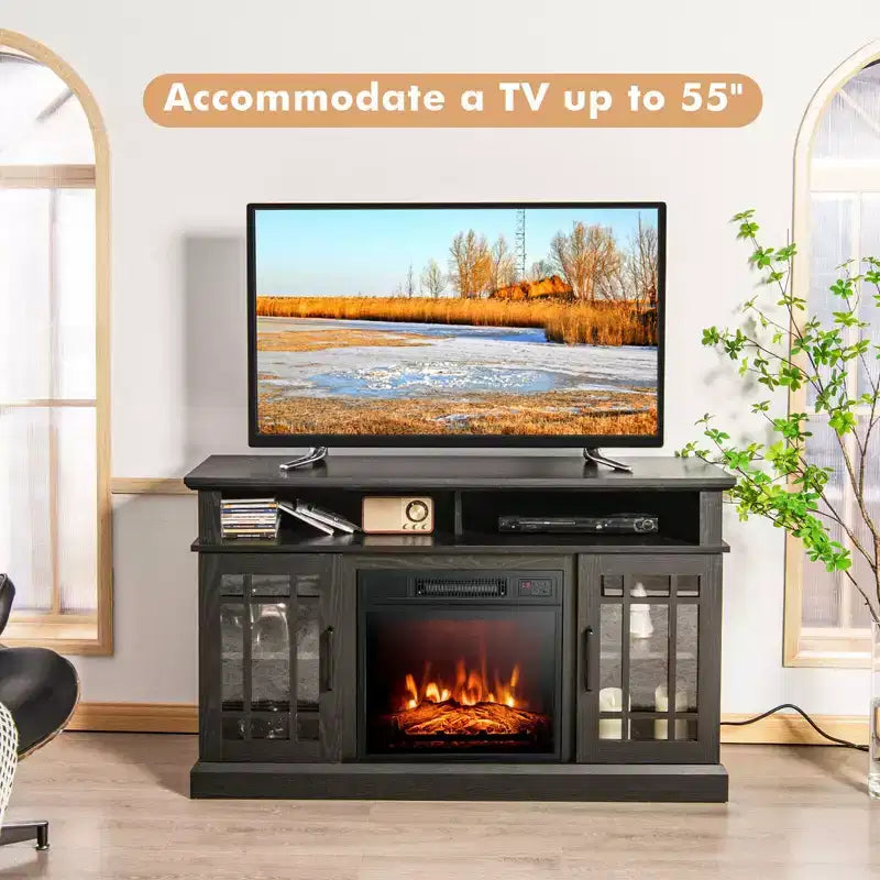 Meuble TV cheminée Costway 48" avec foyer électrique 1400W pour téléviseurs jusqu'à 50 pouces Blanc / Naturel / Noir